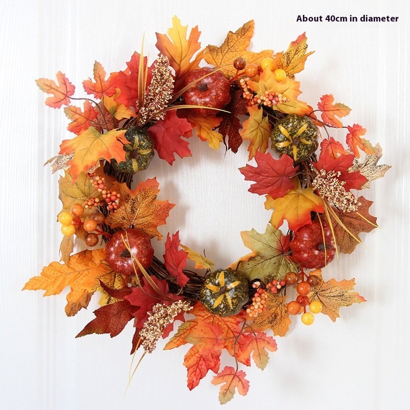 Halloween Autumn Garland 40cm Pumpkin Berry Door Hanging - Image 3