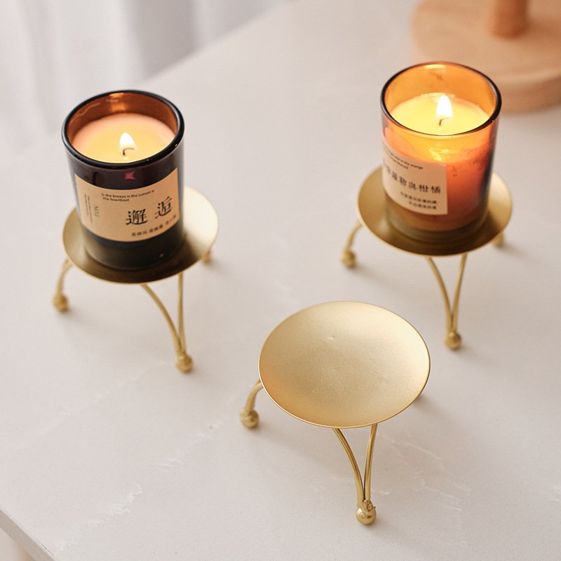 European-style Round Black And Golden Aromatherapy Candle Special Tray