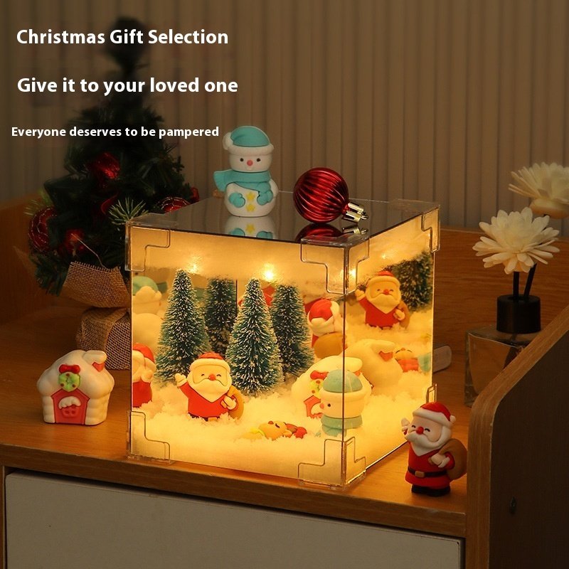 Christmas DIY Decorations Mirror And LED Cube Lamp 3D Santa Claus Snowman Tree Christmas Lights DIY Material Kit For Xmas Decor - Image 4
