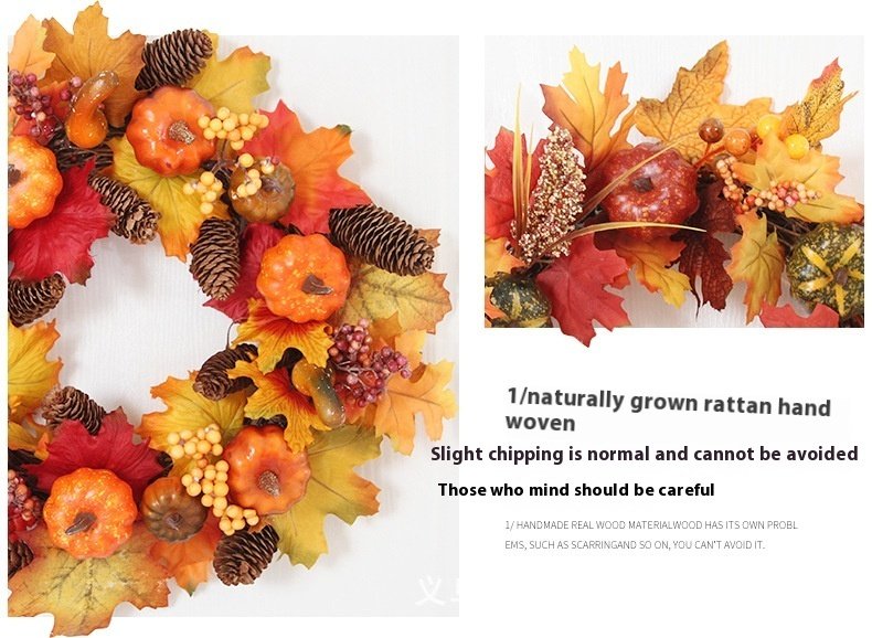 Halloween Autumn Garland 40cm Pumpkin Berry Door Hanging - Image 4