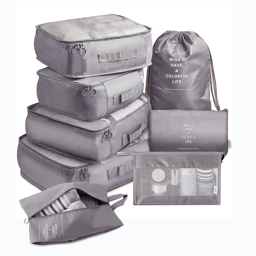 8-piece Set Luggage Divider Bag Travel Storage Clothes Underwear Shoes Organizer Packing Cube Bag - Image 7