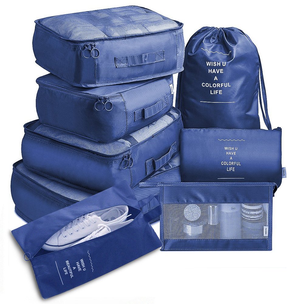 8-piece Set Luggage Divider Bag Travel Storage Clothes Underwear Shoes Organizer Packing Cube Bag - Image 9
