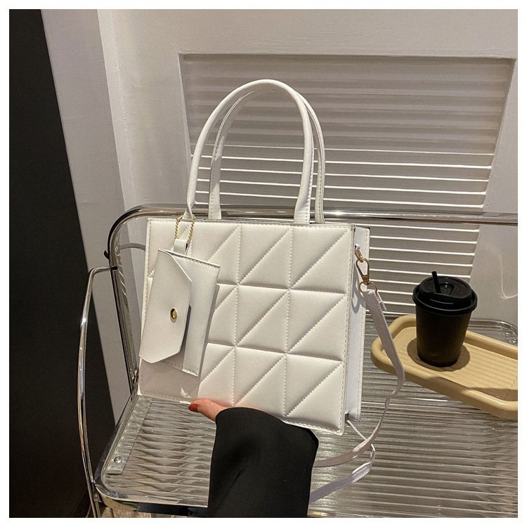 Fashion Plaid Shoulder With Small Wallet Simple Elegant Portable Square Tots Women's Handbag - Image 7