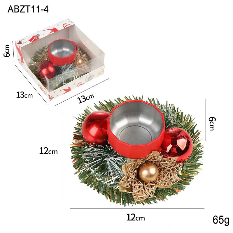 Christmas Candle Metals Candlestick Wreath Artificial Pinball Pinecone Candle Holder Fake Leaves Xmas New Year Home Table Decor - Image 10
