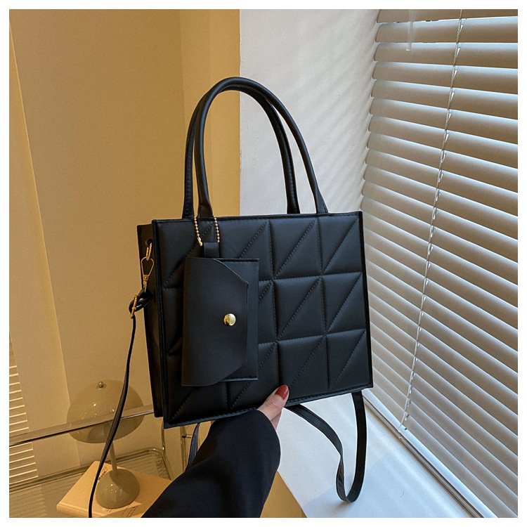 Fashion Plaid Shoulder With Small Wallet Simple Elegant Portable Square Tots Women's Handbag - Image 6
