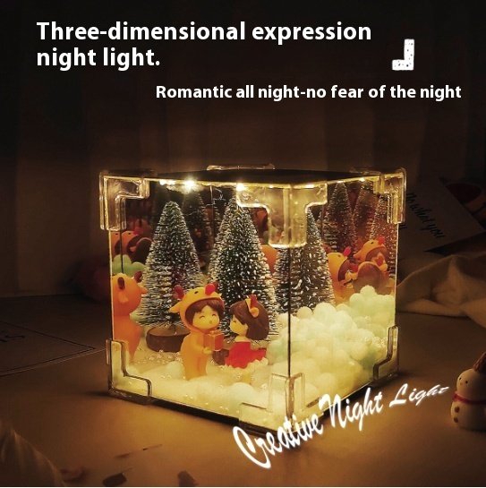 Christmas DIY Decorations Mirror And LED Cube Lamp 3D Santa Claus Snowman Tree Christmas Lights DIY Material Kit For Xmas Decor - Image 7