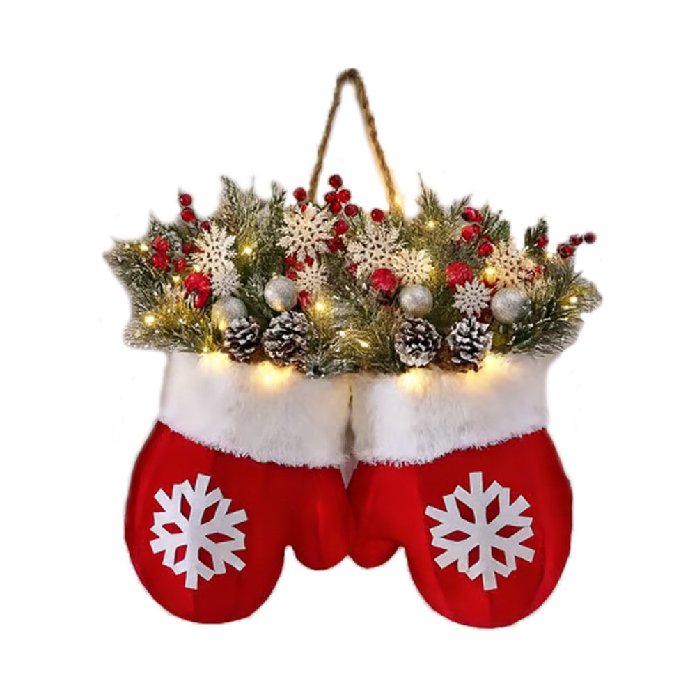 Christmas Garland Creative Glove Shaped Simulated Flower Wreath Window Door Gate Decoration Door Sign Xmas Party Decoration - Image 6