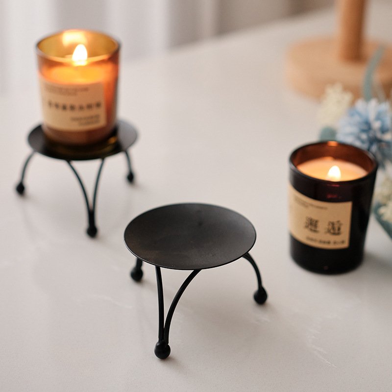 European-style Round Black And Golden Aromatherapy Candle Special Tray - Image 3