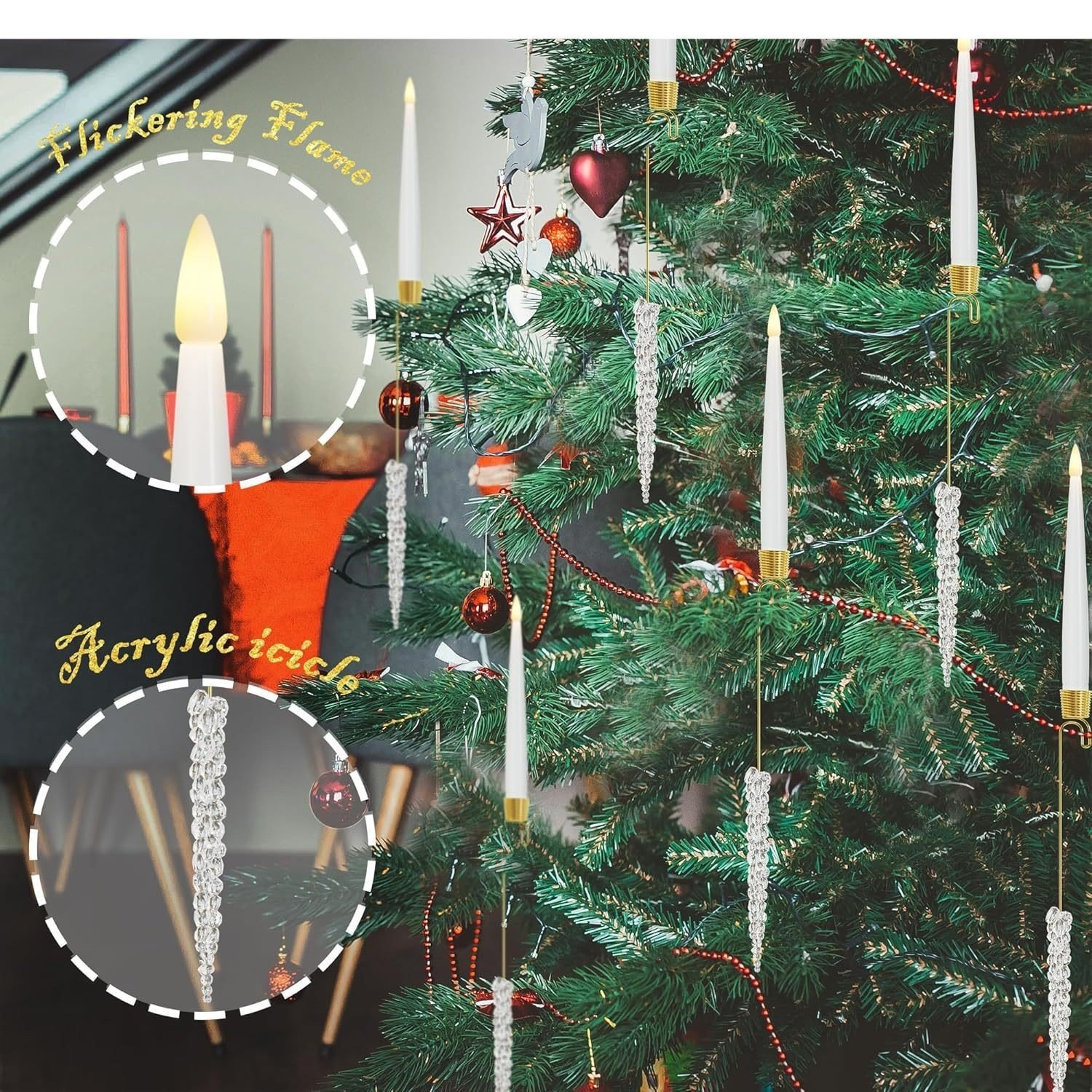 Christmas Candle LED Indoor Holiday Christmas Tree Ornaments Festive Atmosphere Decoration Christmas Pendant - Image 2