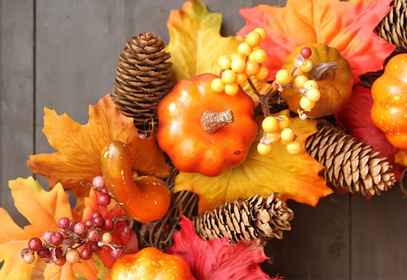 Halloween Autumn Garland 40cm Pumpkin Berry Door Hanging - Image 5