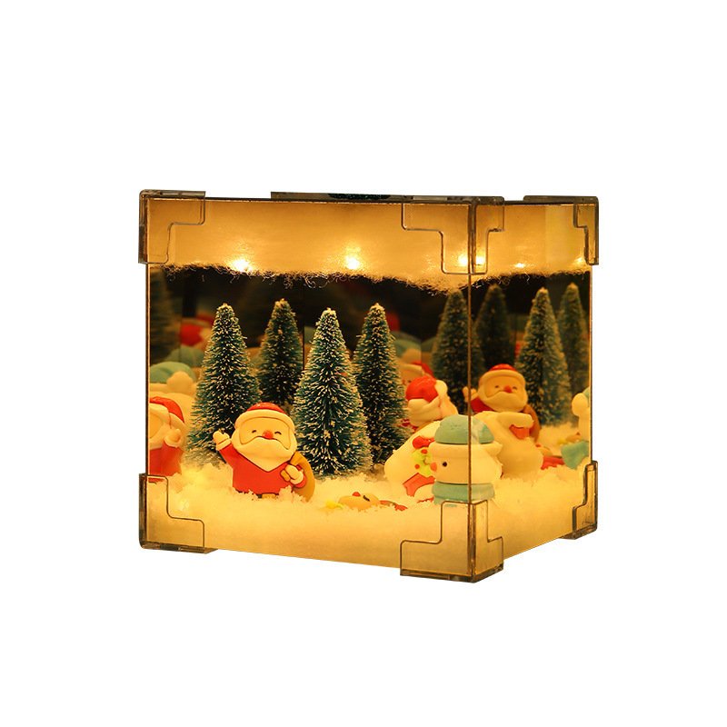 Christmas DIY Decorations Mirror And LED Cube Lamp 3D Santa Claus Snowman Tree Christmas Lights DIY Material Kit For Xmas Decor - Image 6