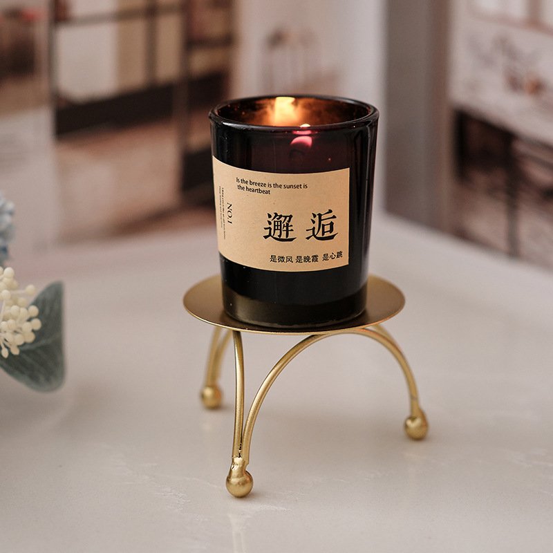 European-style Round Black And Golden Aromatherapy Candle Special Tray - Image 4