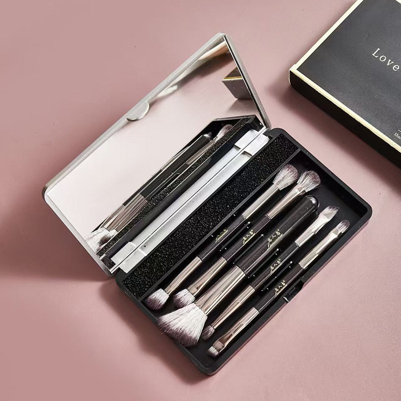Makeup With Mirror Multifunctional Makeup Brush Suit