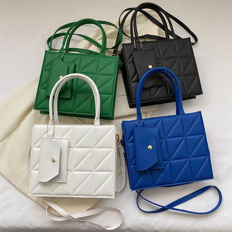 Fashion Plaid Shoulder With Small Wallet Simple Elegant Portable Square Tots Women's Handbag - Image 5