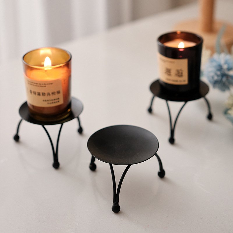 European-style Round Black And Golden Aromatherapy Candle Special Tray - Image 2