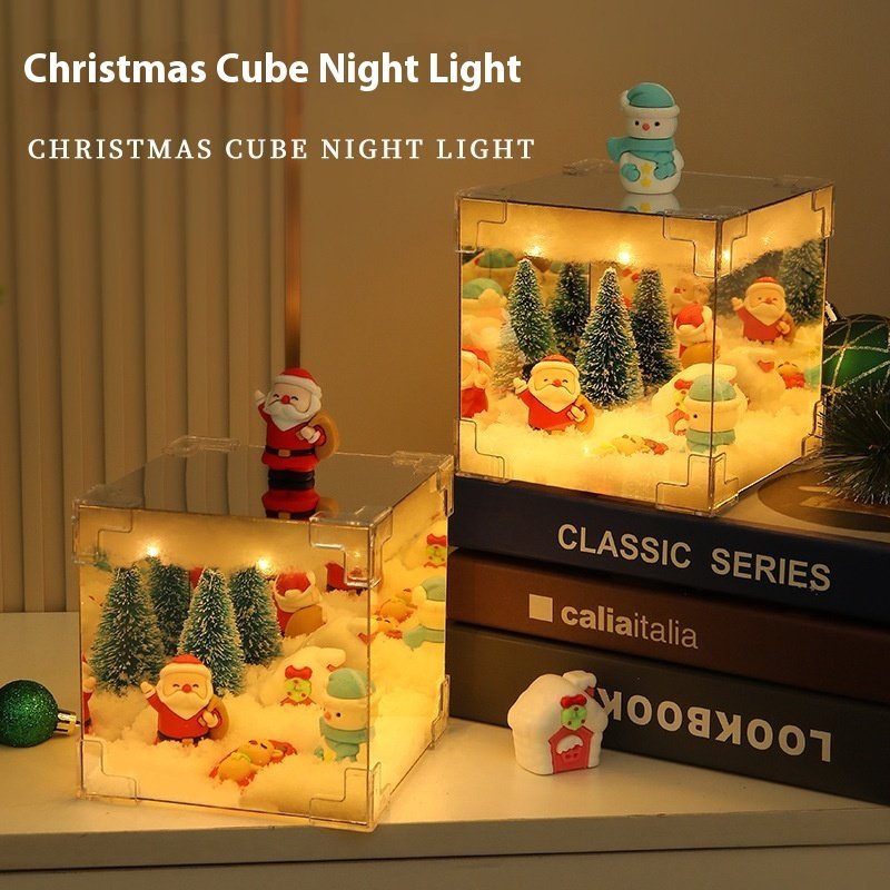 Christmas DIY Decorations Mirror And LED Cube Lamp 3D Santa Claus Snowman Tree Christmas Lights DIY Material Kit For Xmas Decor - Image 2