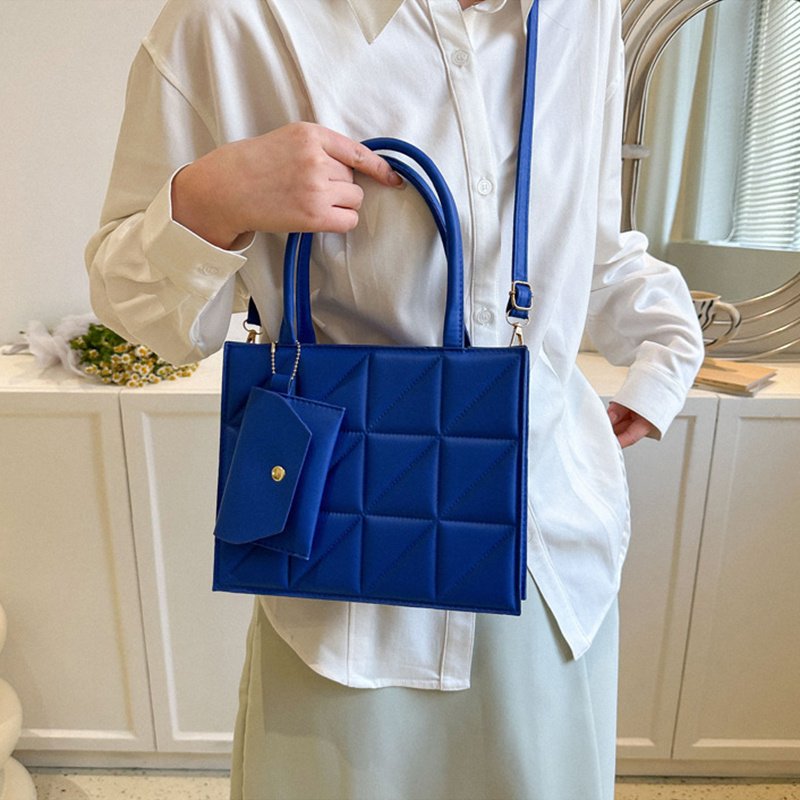 Fashion Plaid Shoulder With Small Wallet Simple Elegant Portable Square Tots Women's Handbag - Image 4