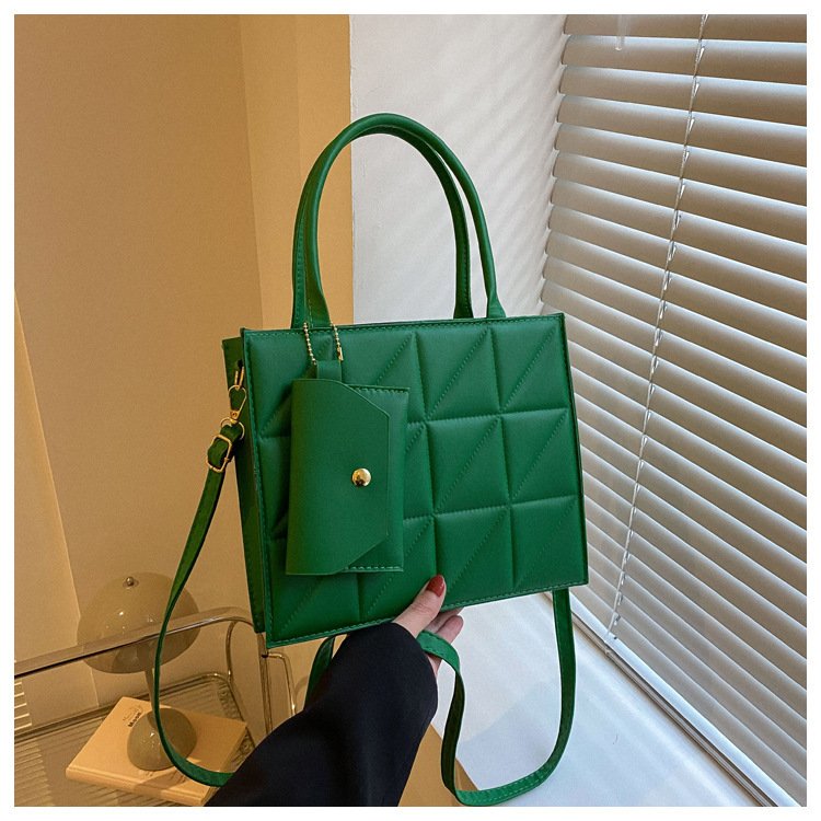 Fashion Plaid Shoulder With Small Wallet Simple Elegant Portable Square Tots Women's Handbag - Image 9